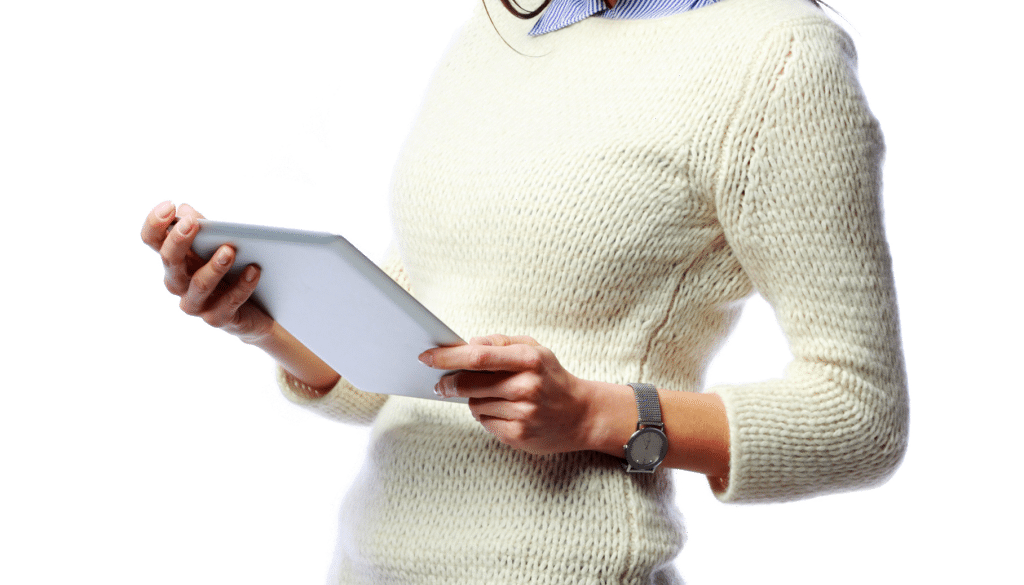 Women with tablet